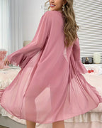 Willluxe® Deep-V Lace Nightgown & Matching Robe Set
