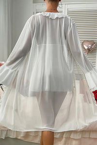 Willluxe® Deep-V Lace Nightgown & Matching Robe Set