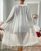 Willluxe® Deep-V Lace Nightgown & Matching Robe Set