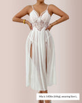 Willluxe® The Aphrodite Sheer Lace High-Slit Maxi Nightgown