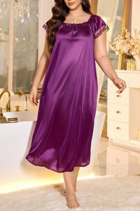 Willluxe® Plus Size Square Neck Bow Embellished Pajama Night Dress