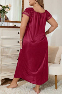 Willluxe® Plus Size Square Neck Bow Embellished Pajama Night Dress