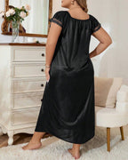 Willluxe® Plus Size Square Neck Bow Embellished Pajama Night Dress