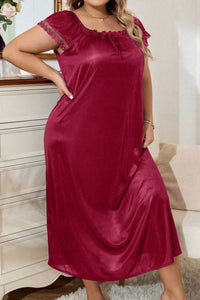 Willluxe® Plus Size Square Neck Bow Embellished Pajama Night Dress