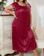 Willluxe® Plus Size Square Neck Bow Embellished Pajama Night Dress