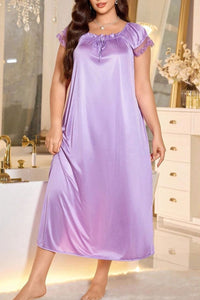 Willluxe® Plus Size Square Neck Bow Embellished Pajama Night Dress