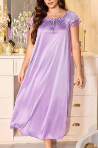 Willluxe® Plus Size Square Neck Bow Embellished Pajama Night Dress