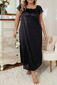 Willluxe® Plus Size Square Neck Bow Embellished Pajama Night Dress