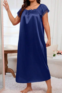 Willluxe® Plus Size Square Neck Bow Embellished Pajama Night Dress