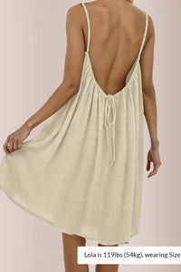 Willluxe® Backless Crinkle Texture Slip Beach Cover Up Dress
