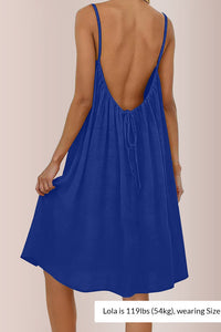 Willluxe® Backless Crinkle Texture Slip Beach Cover Up Dress