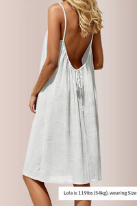 Willluxe® Backless Crinkle Texture Slip Beach Cover Up Dress