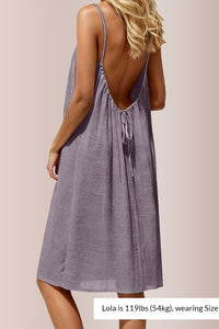 Willluxe® Backless Crinkle Texture Slip Beach Cover Up Dress