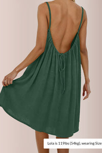 Willluxe® Backless Crinkle Texture Slip Beach Cover Up Dress