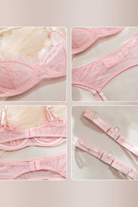 Willluxe® Midnight Allure French Lace 4-Piece Garter Lingerie Set