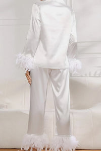 Willluxe® Ice Silk Feather Loose Pajama Set