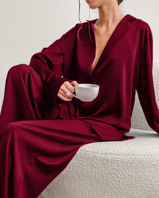 WILLLUXE® Summer Faux Silk Pajama Set