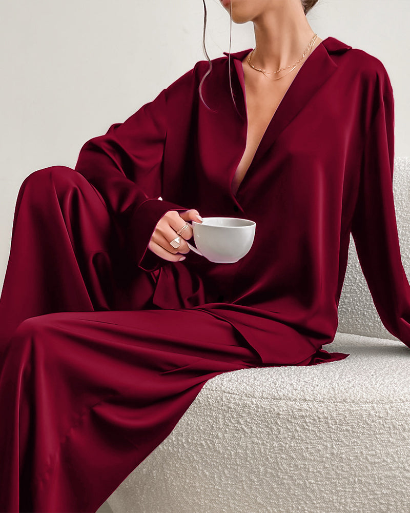 Willluxe® Summer Faux Silk Pajama Set
