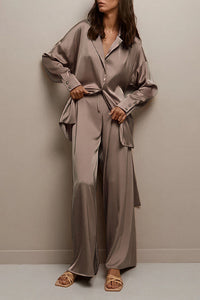Willluxe® Serenity Satin 2-Piece Wrap Loungewear Set