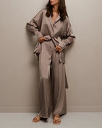 Willluxe® Serenity Satin 2-Piece Wrap Loungewear Set