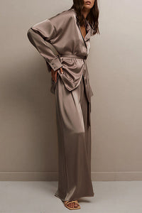 Willluxe® Serenity Satin 2-Piece Wrap Loungewear Set
