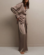 Willluxe® Serenity Satin 2-Piece Wrap Loungewear Set