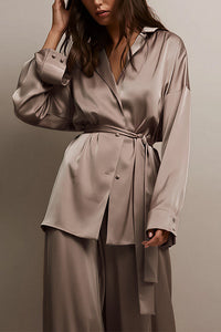 Willluxe® Serenity Satin 2-Piece Wrap Loungewear Set