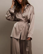 Willluxe® Serenity Satin 2-Piece Wrap Loungewear Set
