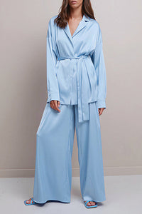 Willluxe® Serenity Satin 2-Piece Wrap Loungewear Set