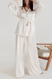Willluxe® Serenity Satin 2-Piece Wrap Loungewear Set