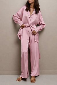 Willluxe® Serenity Satin 2-Piece Wrap Loungewear Set
