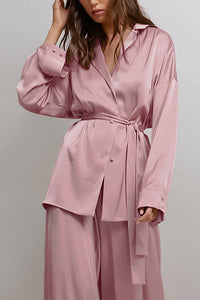 Willluxe® Serenity Satin 2-Piece Wrap Loungewear Set