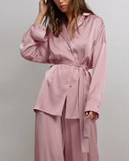 Willluxe® Serenity Satin 2-Piece Wrap Loungewear Set