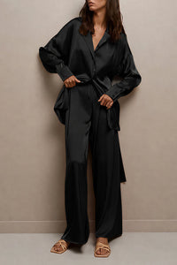 Willluxe® Serenity Satin 2-Piece Wrap Loungewear Set