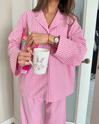 Willluxe® Classic Gingham Long Sleeve Pajama Set
