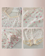 Willluxe® Romantic Floral Swiss Dot Cami & Shorts Pajama Set with Lace Trim