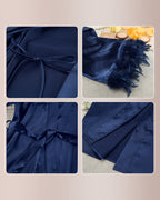 Willluxe® Midnight Glamour Satin Feather Robe