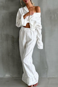 Willluxe® Jacquard Ruffle Long Sleeve Loungewear