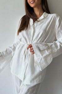 Willluxe® Jacquard Ruffle Long Sleeve Loungewear