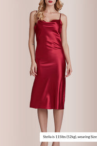 Willluxe® Elegant Cowl Neck Satin Slip Dress