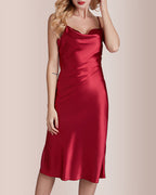 Willluxe® Elegant Cowl Neck Satin Slip Dress