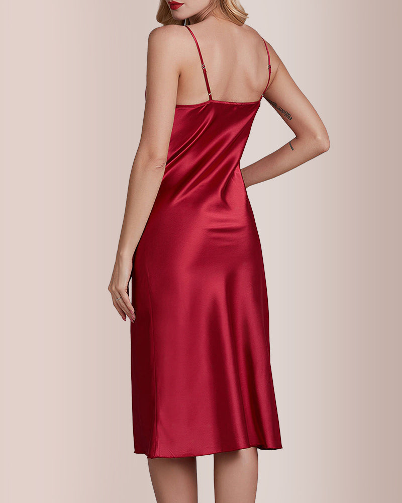 Willluxe® Elegant Cowl Neck Satin Slip Dress
