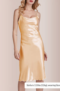 Willluxe® Elegant Cowl Neck Satin Slip Dress