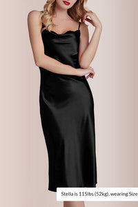 Willluxe® Elegant Cowl Neck Satin Slip Dress