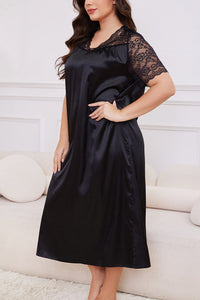 Willluxe® Silky Comfort Lace Trim Plus Size Sleep Dress