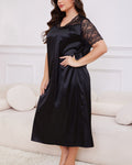 Willluxe® Silky Comfort Lace Trim Plus Size Sleep Dress