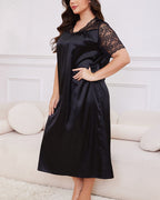 Willluxe® Silky Comfort Lace Trim Plus Size Sleep Dress