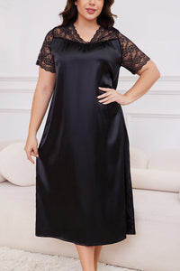 Willluxe® Silky Comfort Lace Trim Plus Size Sleep Dress