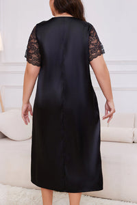 Willluxe® Silky Comfort Lace Trim Plus Size Sleep Dress