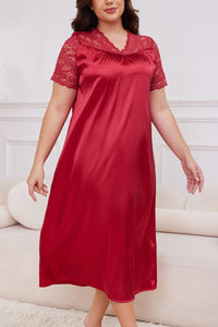 Willluxe® Silky Comfort Lace Trim Plus Size Sleep Dress